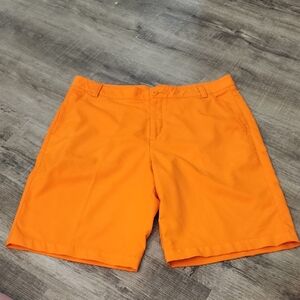 Puma Orange Flat Front Athletic Shorts